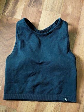 Joy Lab Cropped Fit Tank Black Sports Bra Racerback